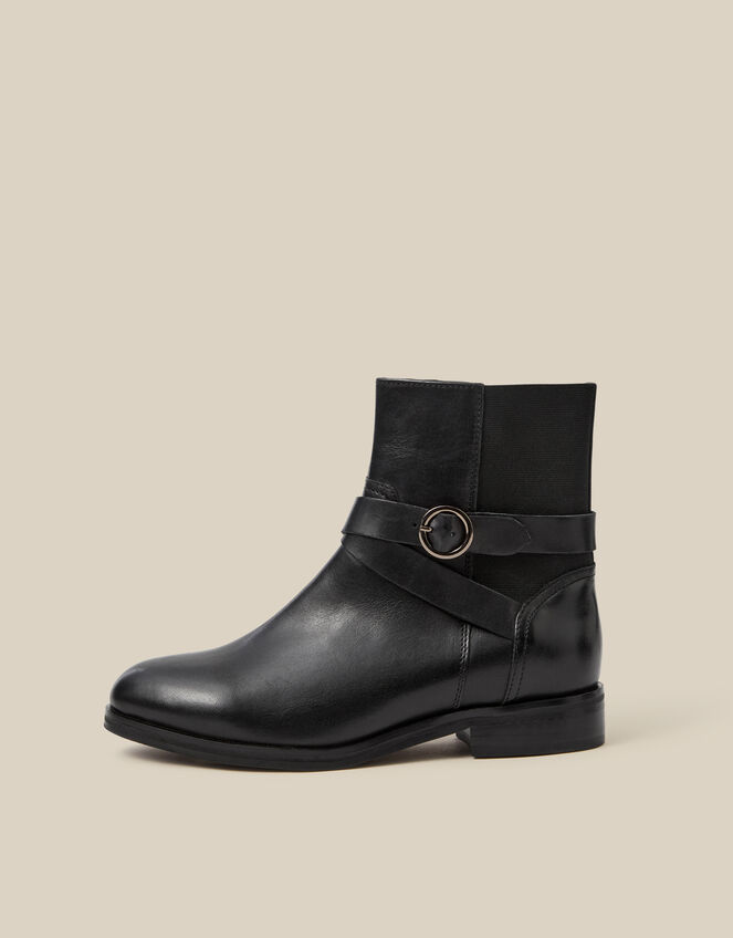 Elie Leather Ankle Boots, Black (BLACK), large