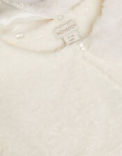 Baby Detachable Collar Fuzzy Cardigan, Ivory (IVORY), large
