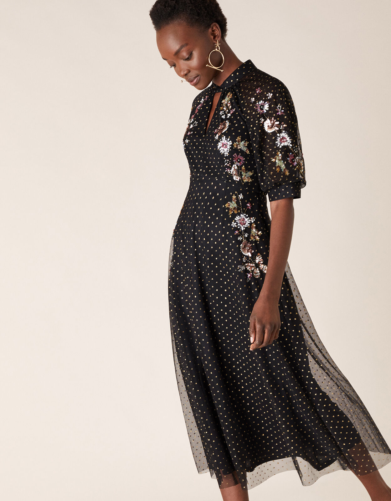 Monsoon black sequin dress cheap
