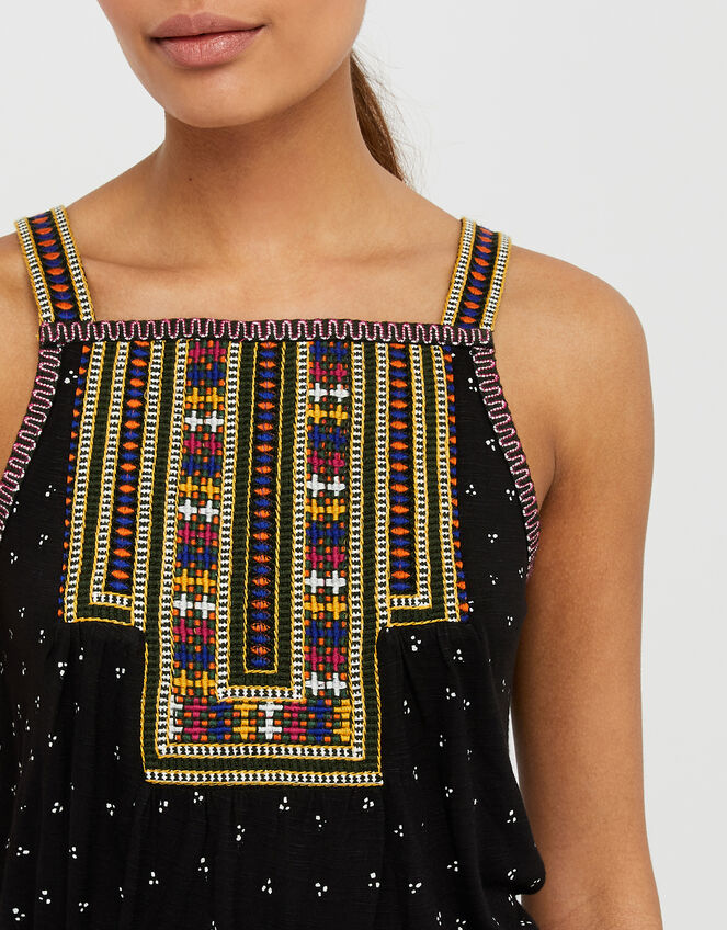 Malakai Embroidered Jersey Cami Top, Black (BLACK), large
