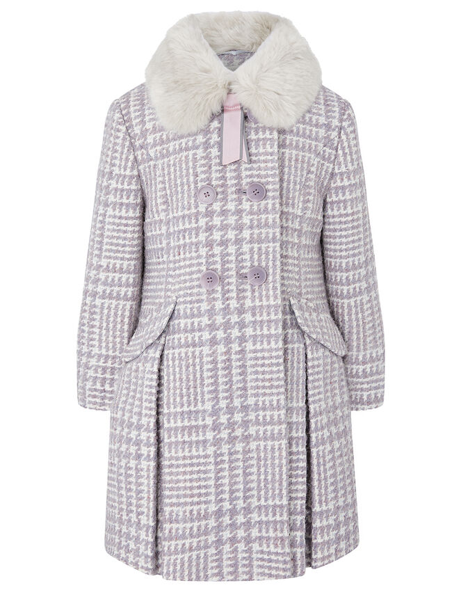 Dogtooth Tweed Coat, Purple (LILAC), large