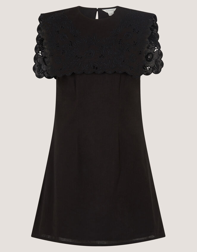 Lexi Embroidered Bib Mini Dress, Black (BLACK), large