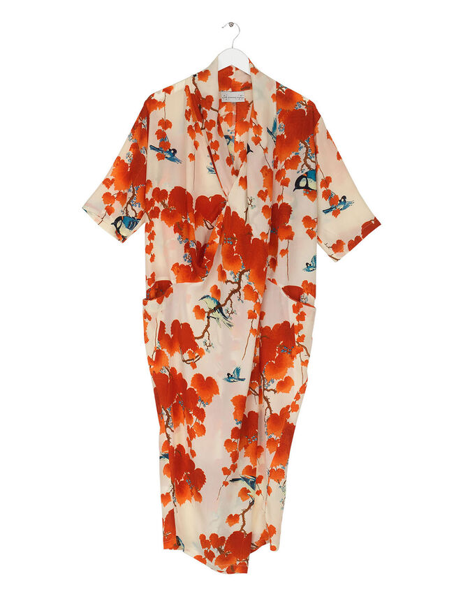 One Hundred Stars Acer Print Dress, Orange (ORANGE), large