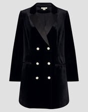 Valery Velvet Blazer Dress, Black (BLACK), large