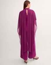 Valerie Cape Wide Leg Jumpsuit, Purple (PURPLE), large