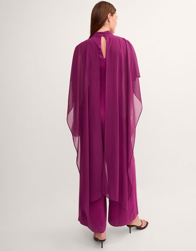Valerie Cape Wide Leg Jumpsuit, Purple (PURPLE), large