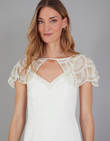 Embellished Bridal Shoulder Cape, Ivory (IVORY), large