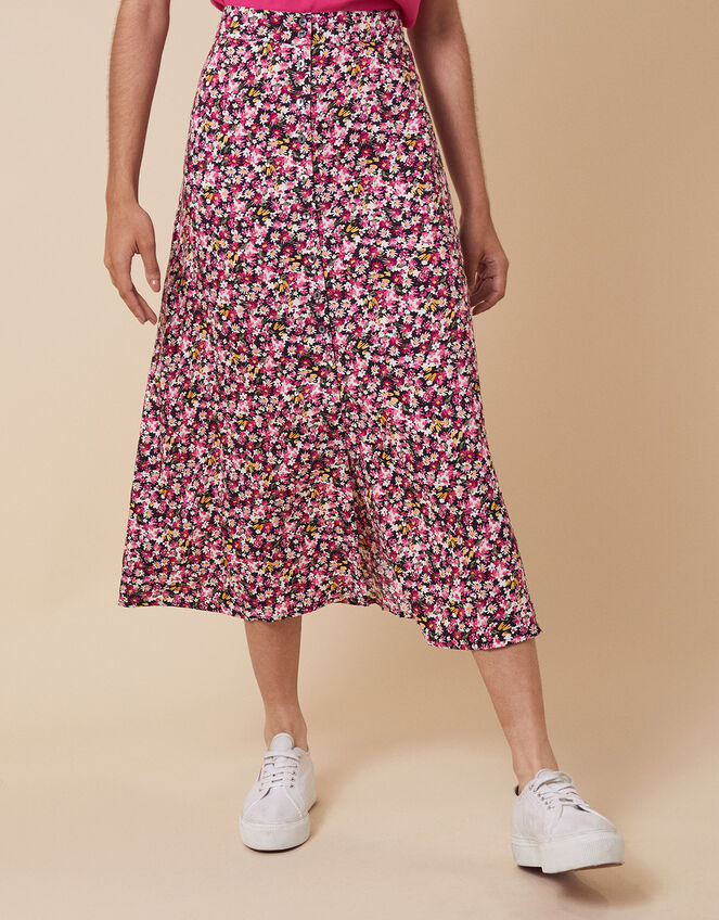 Ditsy Floral Midi Skirt in LENZING™ ECOVERO™, Pink (PINK), large