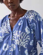 East Lottie Coral Print Shirt, Blue (BLUE), large