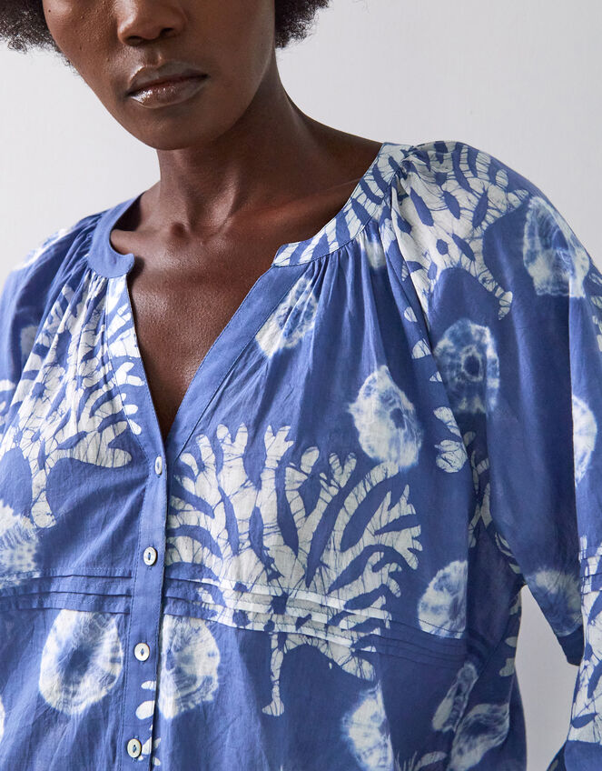 East Lottie Coral Print Shirt, Blue (BLUE), large