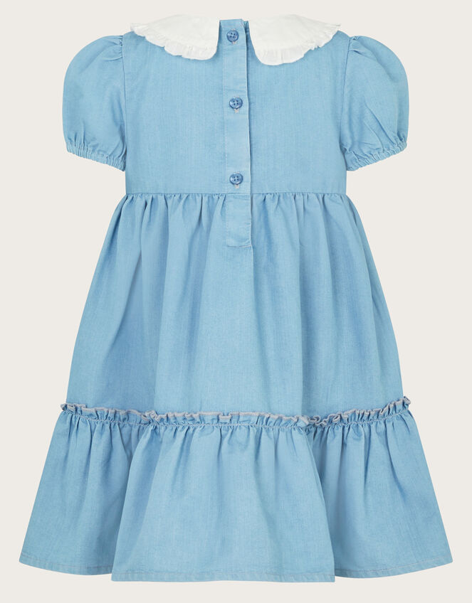 Baby Tiered Chambray Dress, Blue (BLUE), large