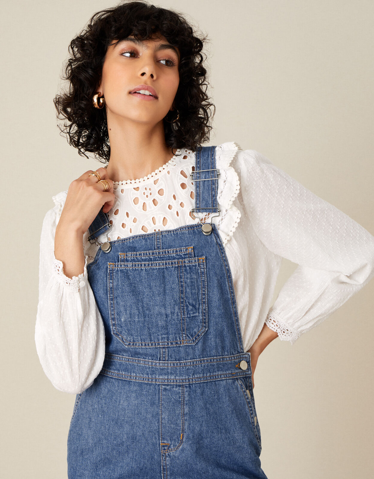 Tia Denim Dungarees Blue | Jumpsuits 