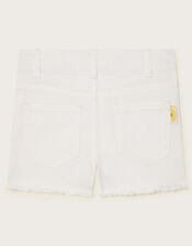 Rainbow Denim Shorts, White (WHITE), large