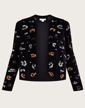 Marianly Animal Sequin Velvet Jacket, Black (BLACK), large