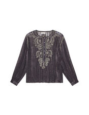 Kate Metallic Embroidered Blouse, Black (BLACK), large