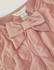 Bow Quilted Satin Jacket, Pink (PALE PINK), large