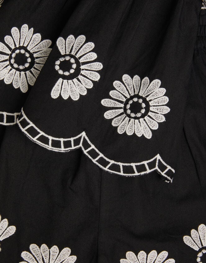 Embroidered Top & Shorts Set, Black (BLACK), large