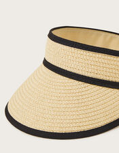 Woven Straw Contrast Sun Visor, , large