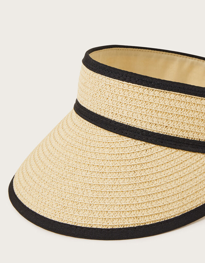Woven Straw Contrast Sun Visor, , large