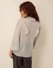 Erica Polka Dot Ruffle Blouse, White (WHITE), large