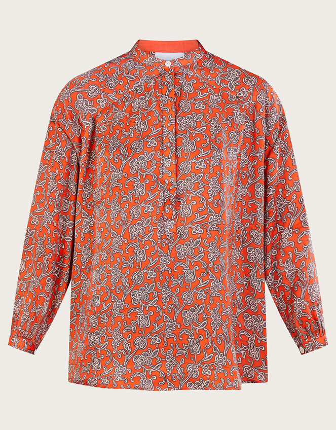 One Hundred Stars Print Darcy Shirt, Orange (ORANGE), large