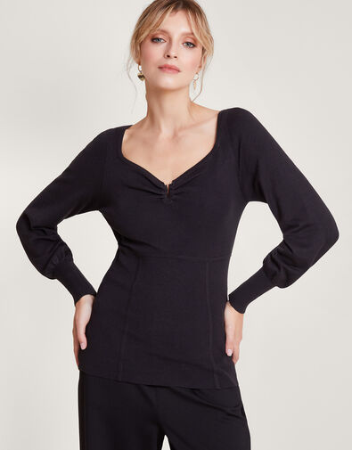 Bodice Detail Jumper with LENZING™ ECOVERO™, Black (BLACK), large