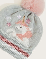 Fluffy Unicorn Hat, Grey (GREY), large