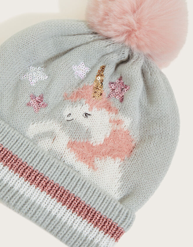 Fluffy Unicorn Hat, Grey (GREY), large