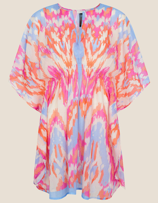 Ikat Printed Kaftan in Organic Cotton, Multi (MULTI), large