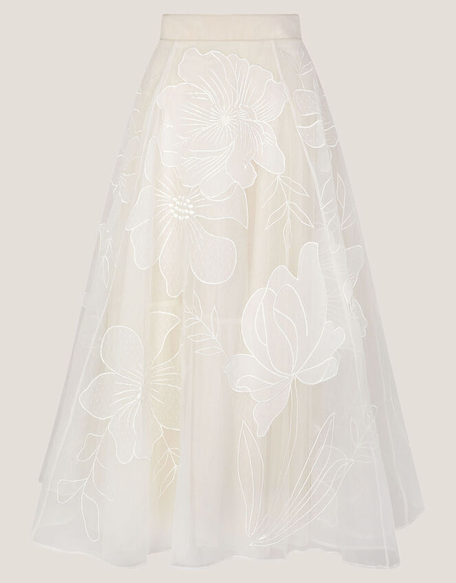 Rosie Embroidered Floral Wedding Skirt, Ivory (IVORY), large