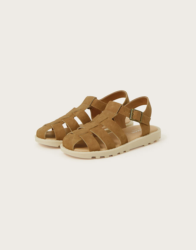 Caged Suedette Sandals , Tan (TAN), large