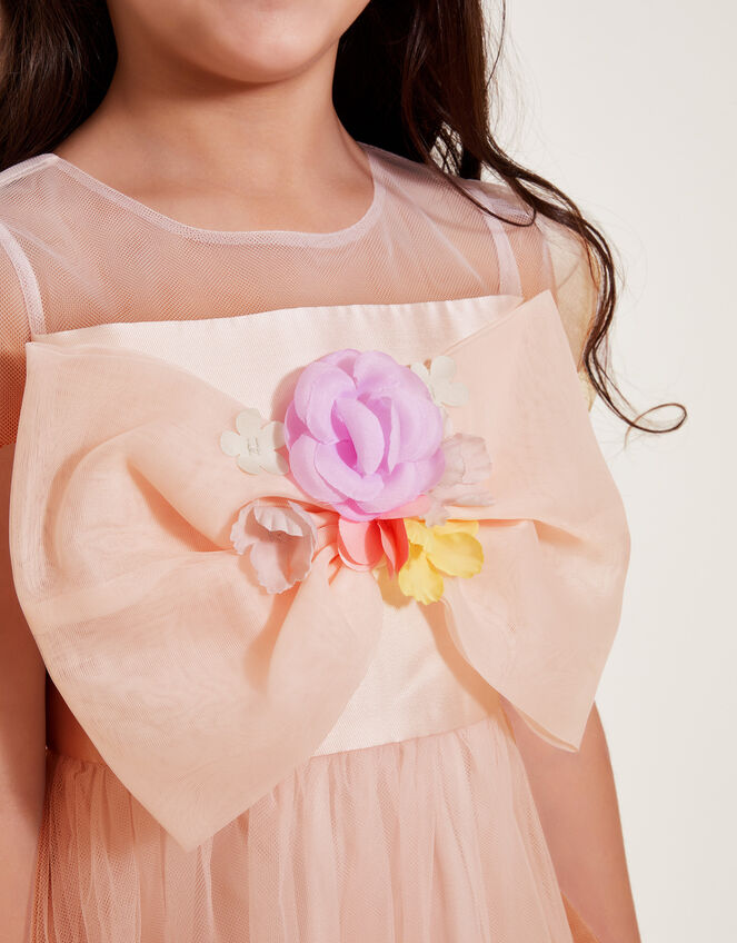 Short Sleeve Bow Blossom Dress, Pink (PINK), large