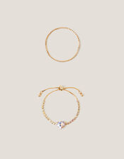 2-Pack Diamanté Heart Bracelets, , large