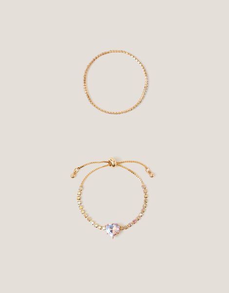 2-Pack Diamanté Heart Bracelets, , large