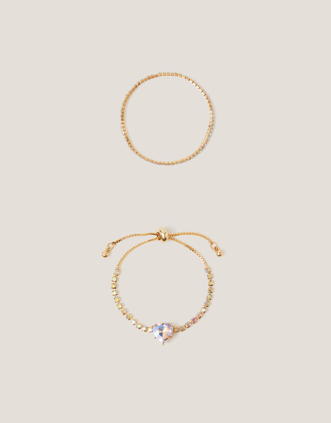 2-Pack Diamanté Heart Bracelets, , large