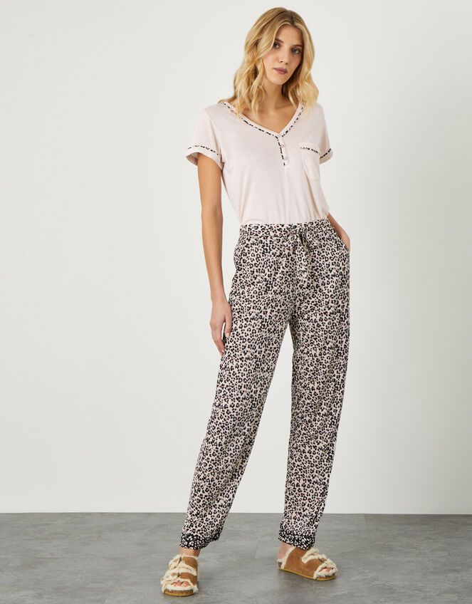Animal Print Jersey Pyjama Bottoms , Pink (PINK), large