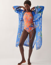 Kaia Floral Halter Swimsuit, Orange (ORANGE), large