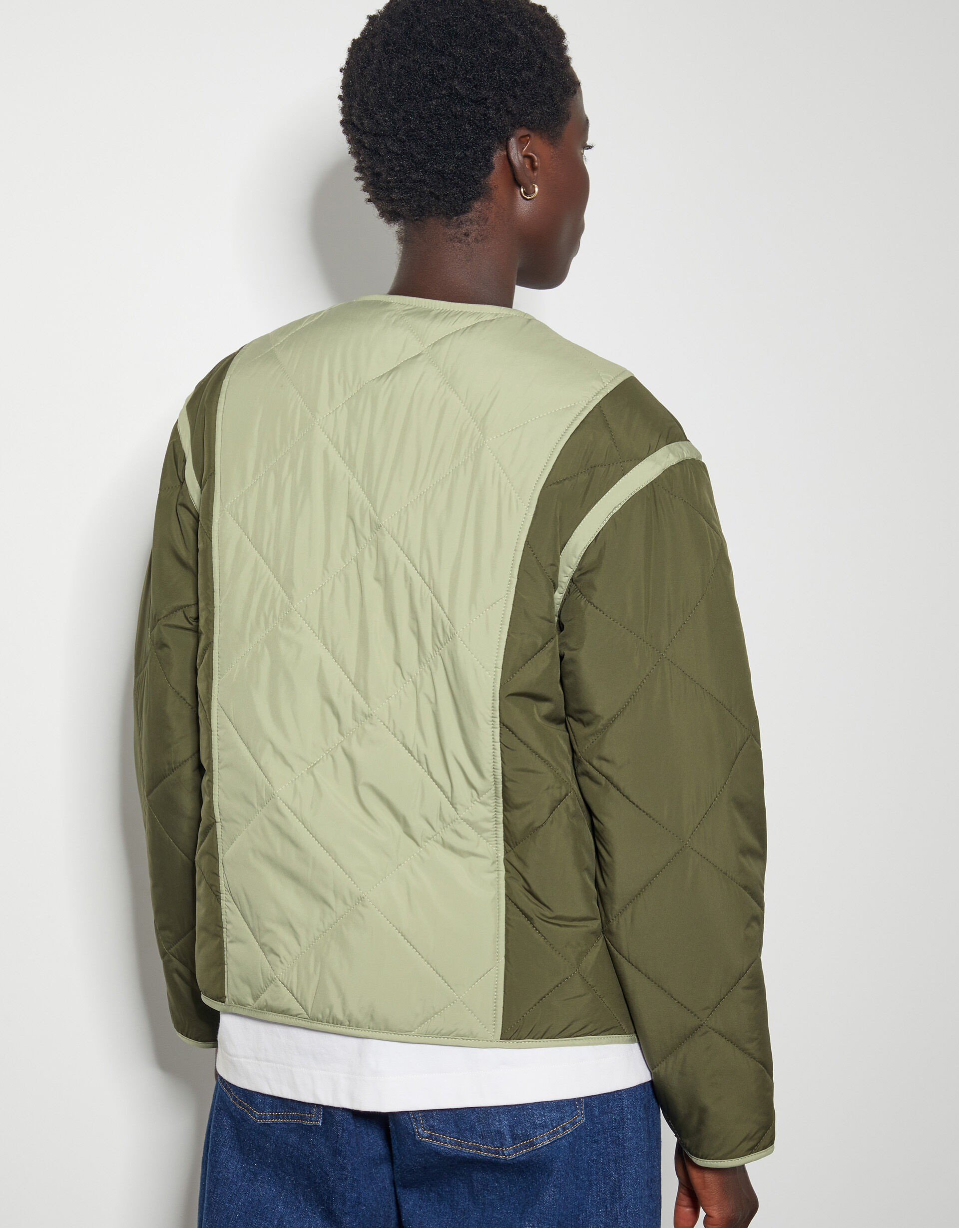 Lulu Two Tone Quilted Jacket Green