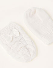 Grace Sparkle Heart Mittens, Ivory (IVORY), large