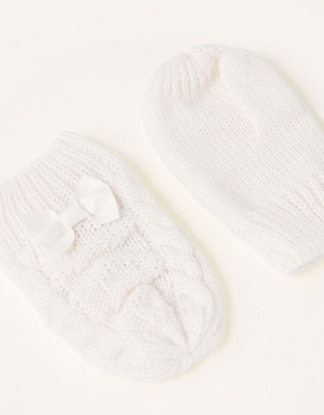 Grace Sparkle Heart Mittens, Ivory (IVORY), large