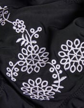 Embroidered Frill Bikini Set, Black (BLACK), large