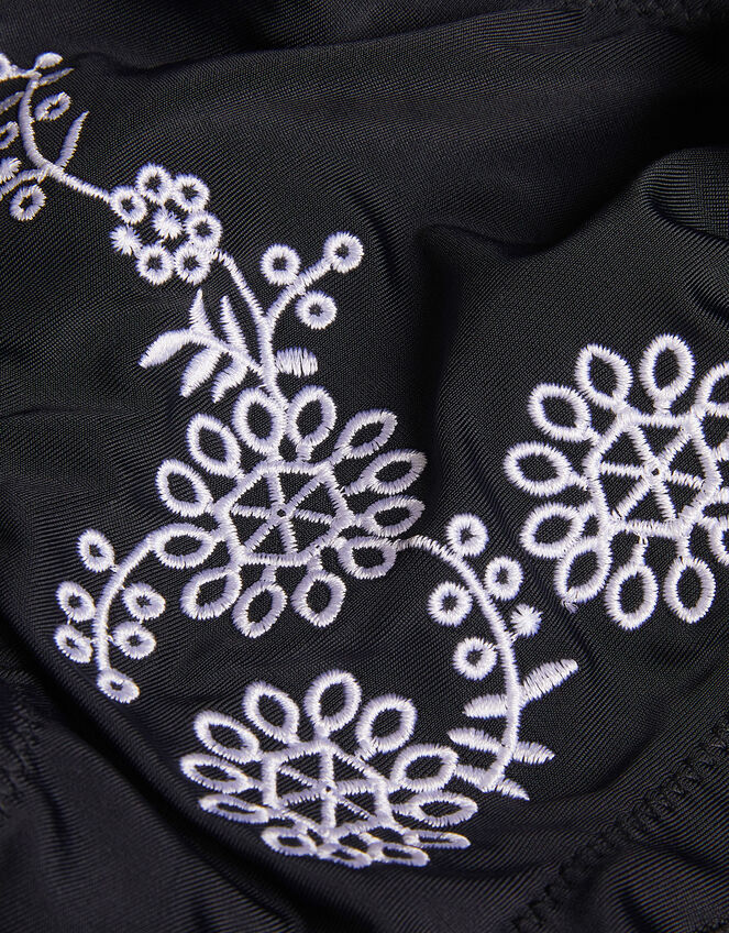 Embroidered Frill Bikini Set, Black (BLACK), large