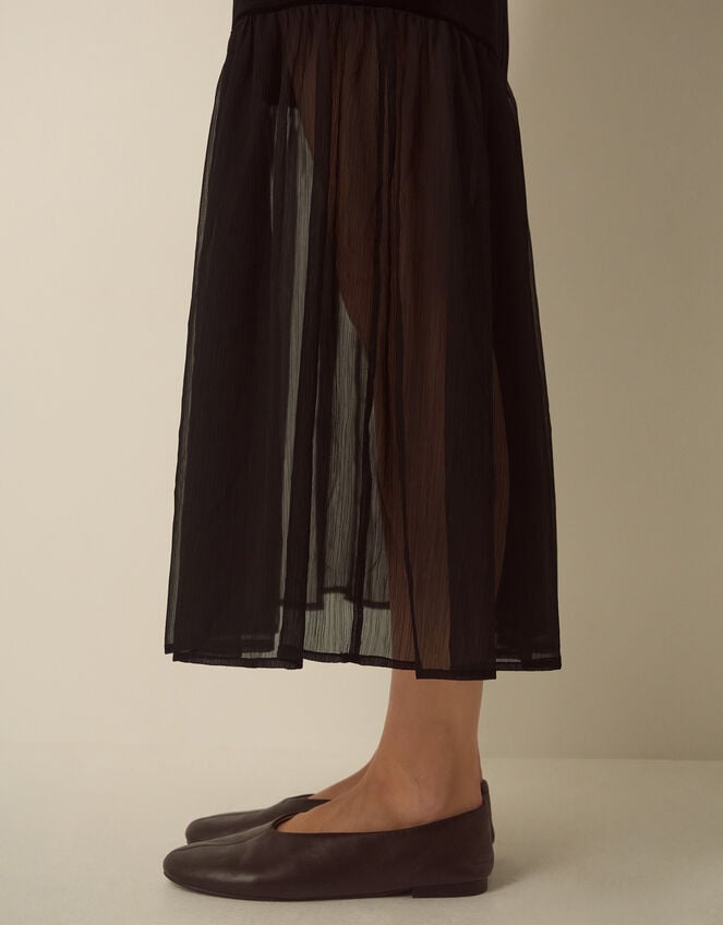 Vixie Flutter Sleeve Velvet Chiffon Midi Dress, Black (BLACK), large