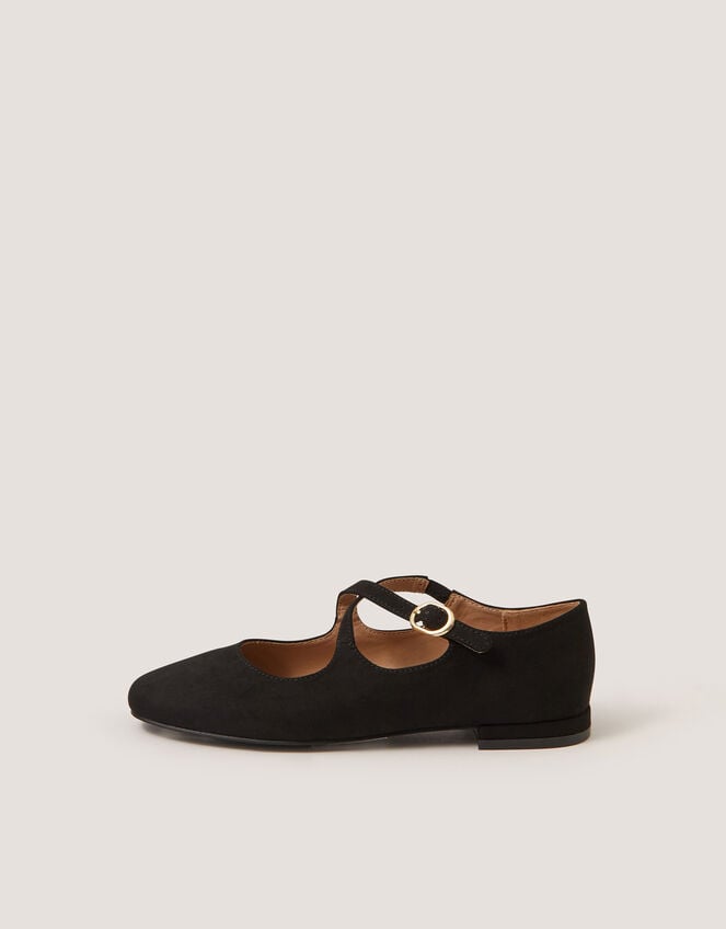 Dana Faux Suede Mary Jane Ballet Flats, Black (BLACK), large