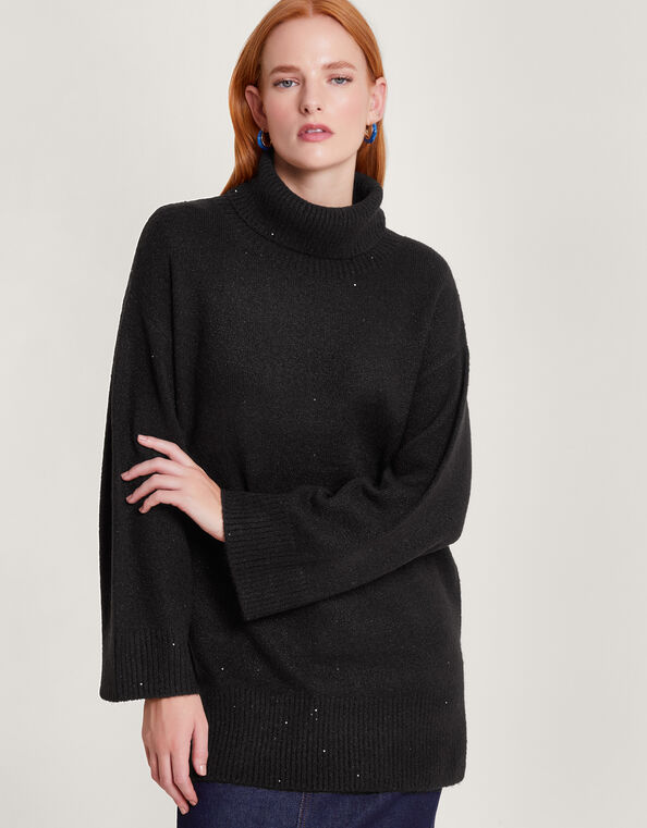 Sadie Sequin Sweater, Black (BLACK), large