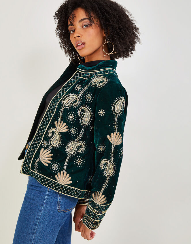 Violet Embellished Velvet Jacket Green Women's Jackets Monsoon Global.