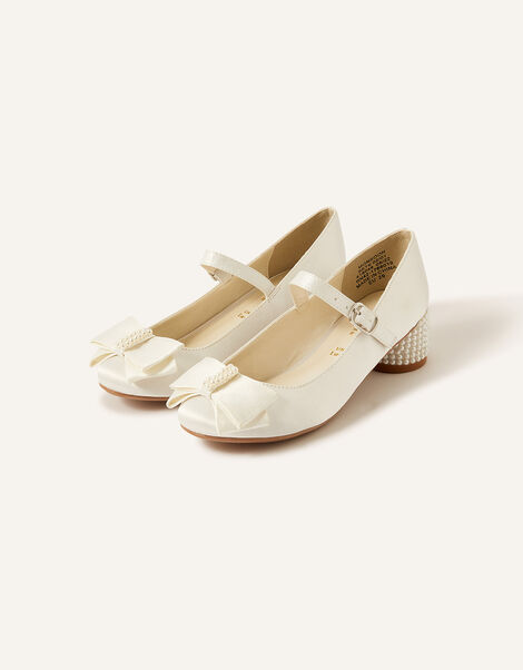 Satin Strap Pearl Heels, Ivory (IVORY), large