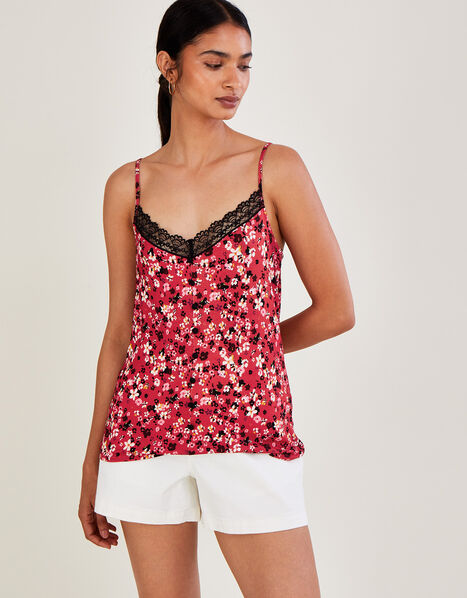 Ditsy Cami Jersey Top Red, Red (RED), large