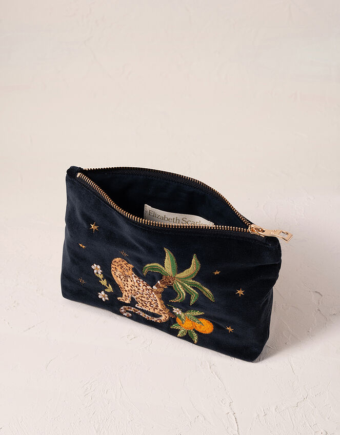 Elizabeth Scarlett Jungle Jaguar Velvet Mini Pouch, , large