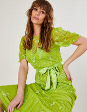 Sofia Embellished Midi Dress, Green (BRIGHT GREEN), large